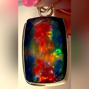 Natural Ammonite gemstone set in 925 Sterling Silver